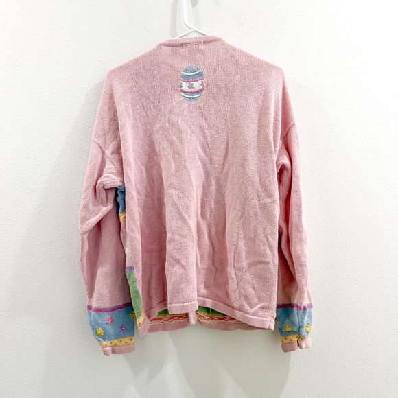 Vintage Cottagecore Grandmacore Fairy Coquette Bunny Pastel Knit Cardigan L - Picture 6 of 6